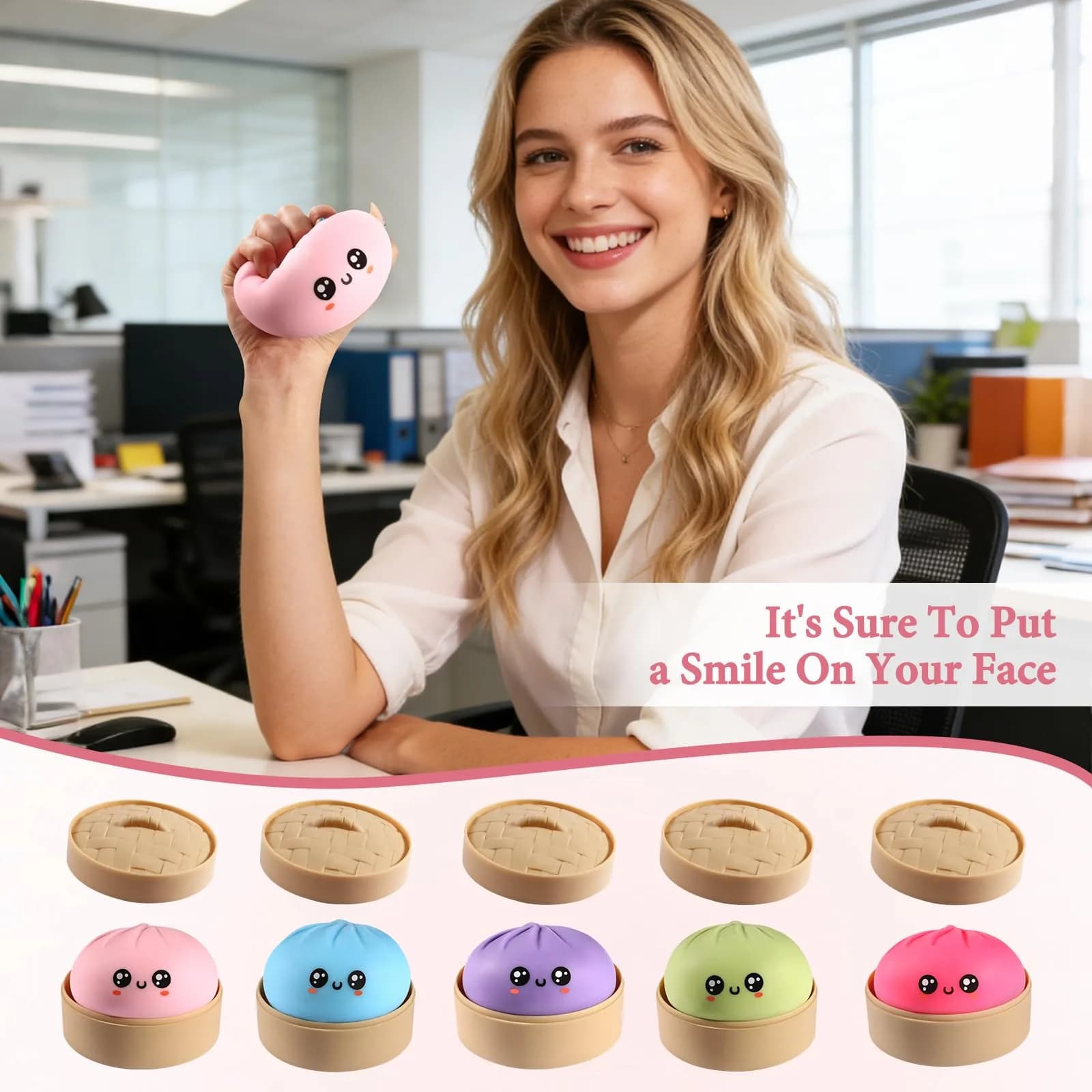 DASDSA Pink Dumpling Squishy Stress Ball Fidget Sensory Toy for Adults Anxiety Relief - view 5