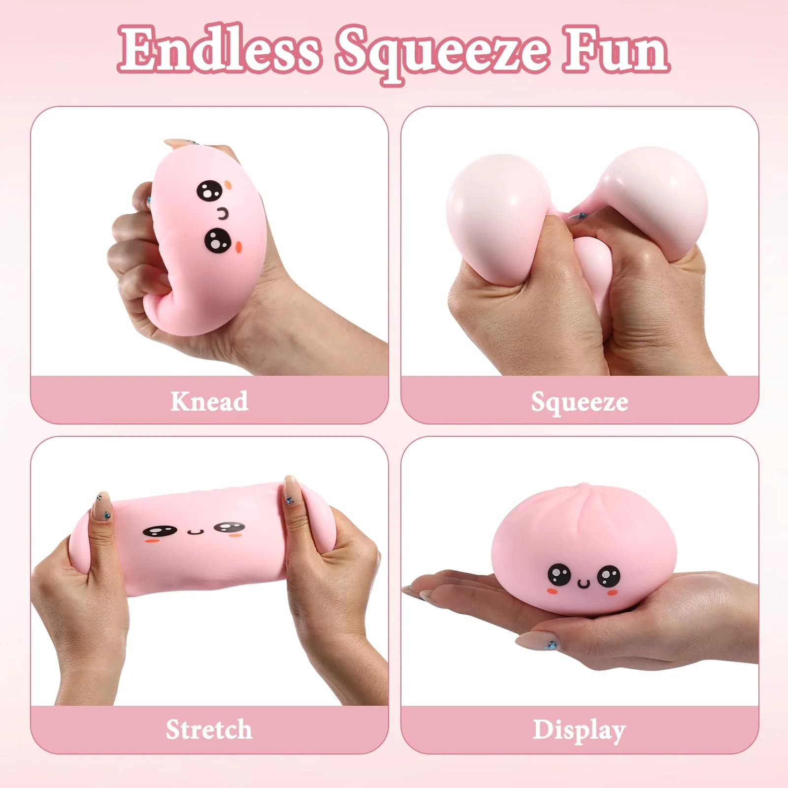 DASDSA Pink Dumpling Squishy Stress Ball Fidget Sensory Toy for Adults Anxiety Relief - view 6