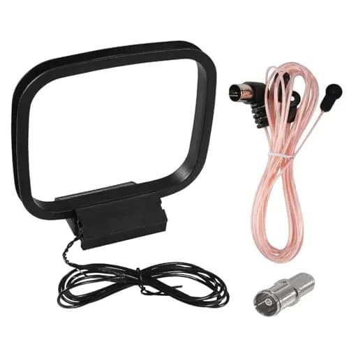 AEDIKO 75 Ohm FM Dipole Antenna & AM Loop Antenna Set | 1.8m (6ft) Cable, 80cm Dipole Length thumbnail 1