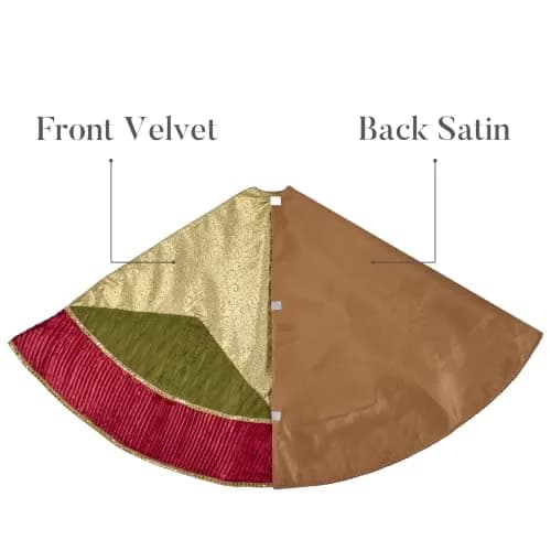 Valery Madelyn 60" Red Green Gold Christmas Tree Skirt | Traditional Velvet with Embroidery & Tassels for 6-8ft Trees thumbnail 6