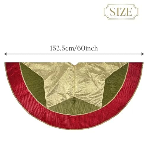 Valery Madelyn 60" Red Green Gold Christmas Tree Skirt | Traditional Velvet with Embroidery & Tassels for 6-8ft Trees thumbnail 7