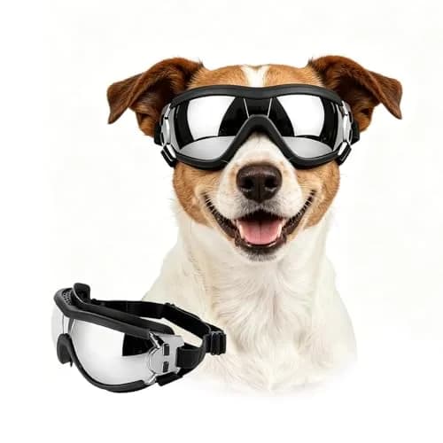 Enjoying Gloss Black UV Protection Dog Goggles for Medium Breeds | Windproof & Adjustable thumbnail 1