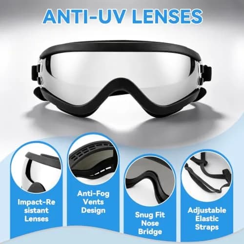 Enjoying Gloss Black UV Protection Dog Goggles for Medium Breeds | Windproof & Adjustable thumbnail 4