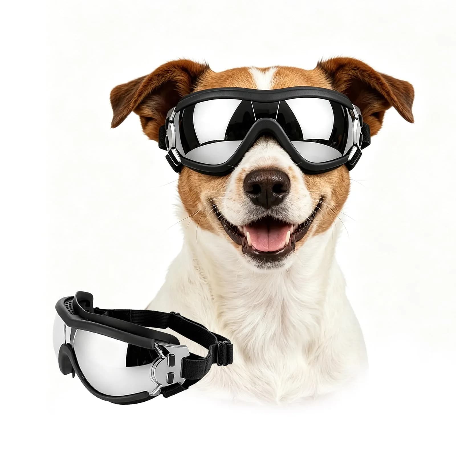 Enjoying Gloss Black UV Protection Dog Goggles for Medium Breeds | Windproof & Adjustable - main product image