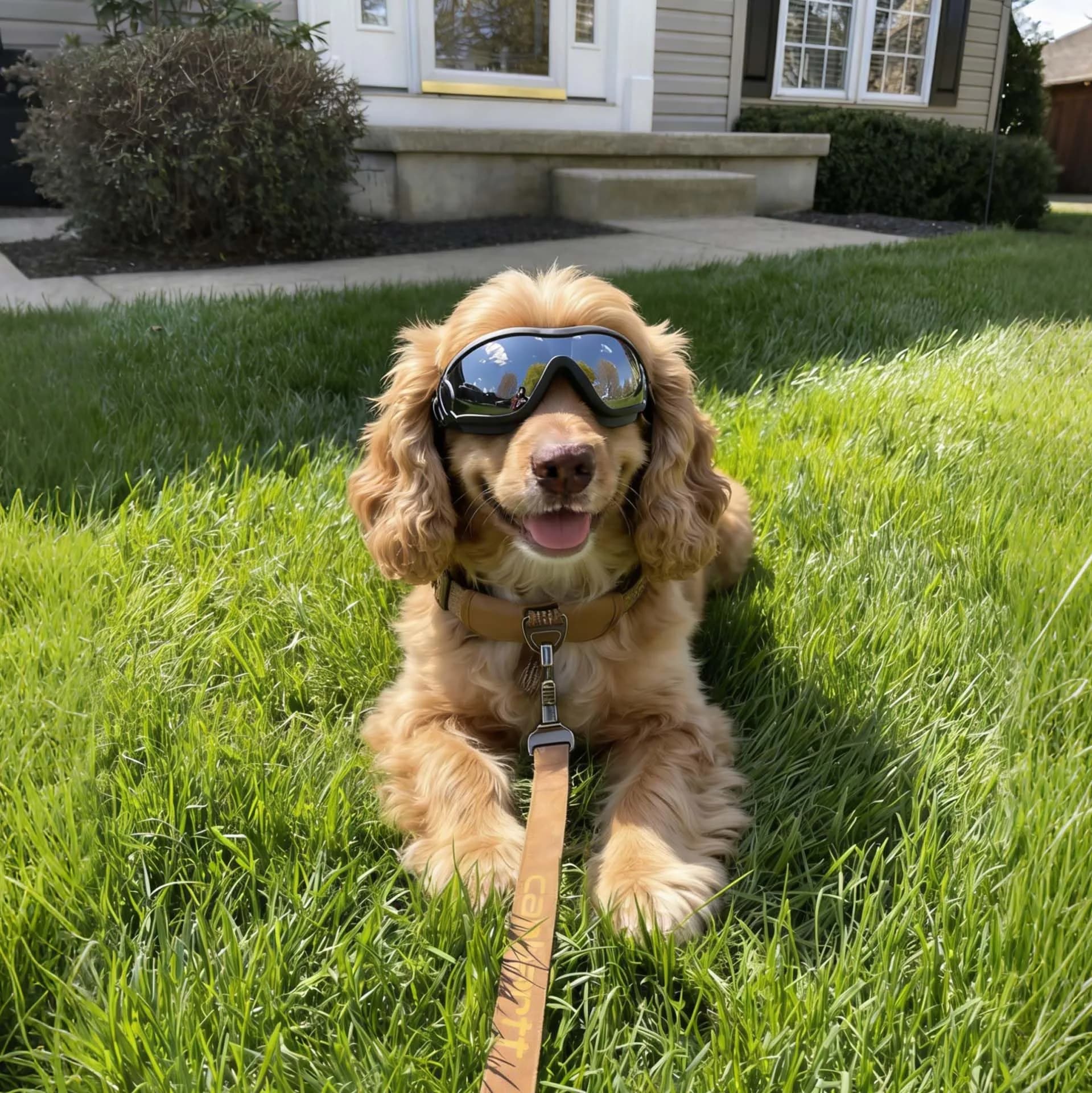 Enjoying Gloss Black UV Protection Dog Goggles for Medium Breeds | Windproof & Adjustable - view 3