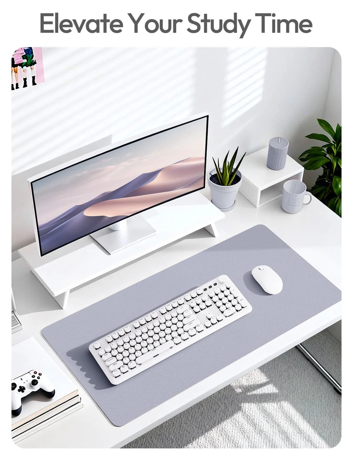 YSAGi Soft Lavender Desk Pad Protector, Large Mouse Pad, 35.4" x 17" | Protects Your Desk Surface - view 2