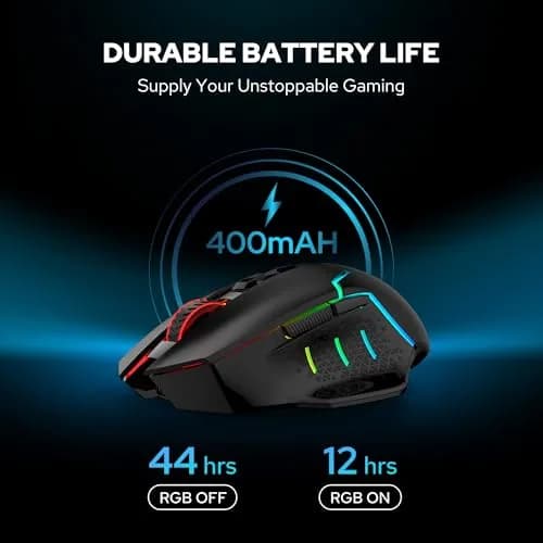 Redragon M690 MAX Wireless RGB Gaming Mouse 12800 DPI | 7 Macro Buttons, Rechargeable, Tri-Mode Connectivity thumbnail 4
