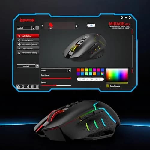 Redragon M690 MAX Wireless RGB Gaming Mouse 12800 DPI | 7 Macro Buttons, Rechargeable, Tri-Mode Connectivity thumbnail 8