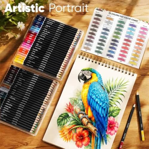 Soucolor 50 Colored Pencils Set | Smooth Oil-Based Lead for Adult Coloring Books & Sketching thumbnail 5