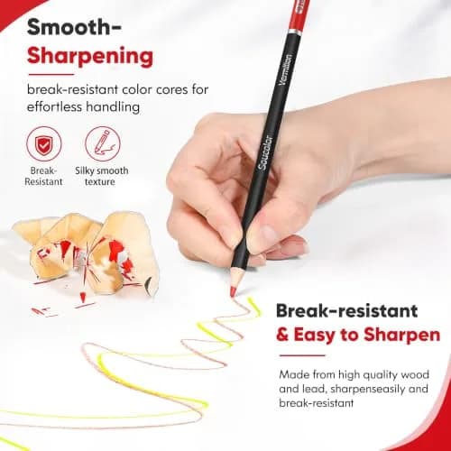 Soucolor 50 Colored Pencils Set | Smooth Oil-Based Lead for Adult Coloring Books & Sketching thumbnail 3