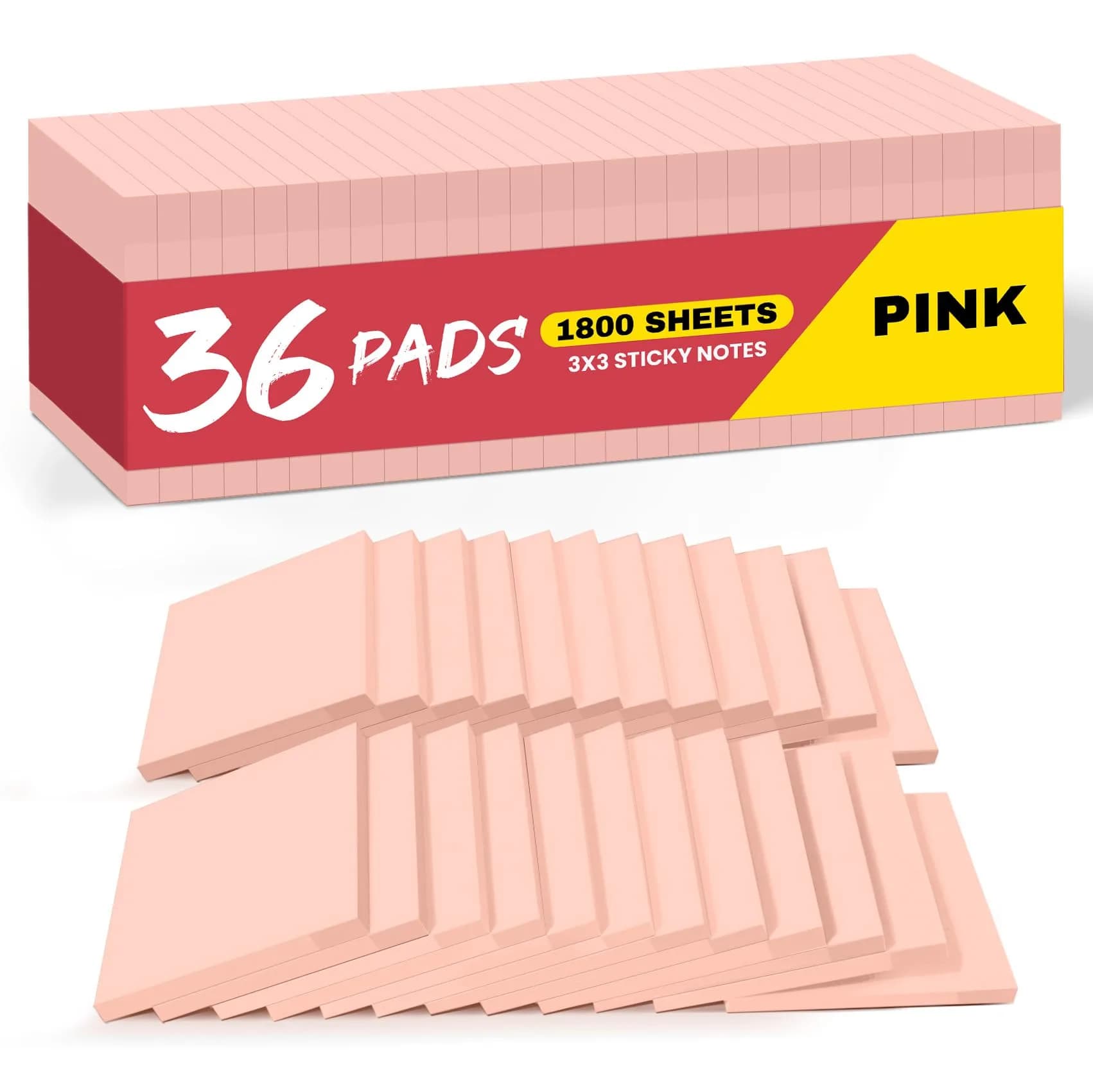 Taja Pink Sticky Notes 36 Pads | Focus Notes for Planning & Organization - main product image