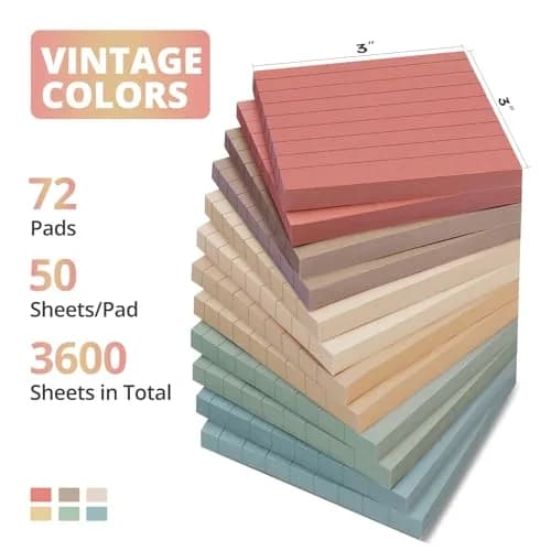 Taja Lined Sticky Notes 72 Pads, 3x3 Inches (7.6x7.6 cm) | Bulk Pack for Office & Study thumbnail 2