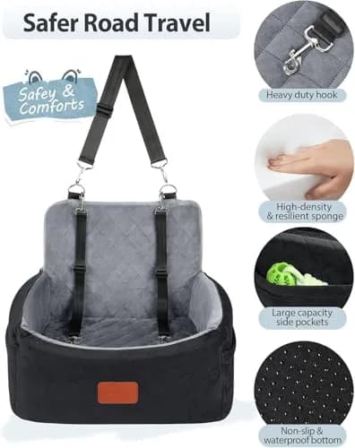 Wooaidagg Dog Car Seat for Small Dogs Under 30lbs | Comfy & Safe Travel Bed with Washable Cover thumbnail 4