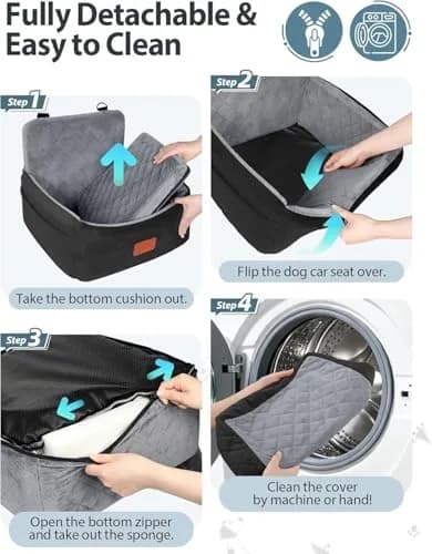Wooaidagg Dog Car Seat for Small Dogs Under 30lbs | Comfy & Safe Travel Bed with Washable Cover thumbnail 5