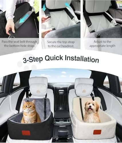 Wooaidagg Dog Car Seat for Small Dogs Under 30lbs | Comfy & Safe Travel Bed with Washable Cover thumbnail 6