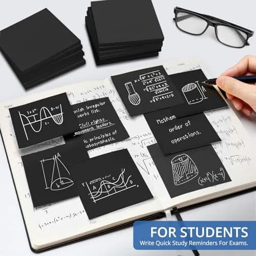 Taja Black Sticky Notes 3x3 Inches (7.6x7.6 cm) | 1800 Notes Total, USA Import thumbnail 6