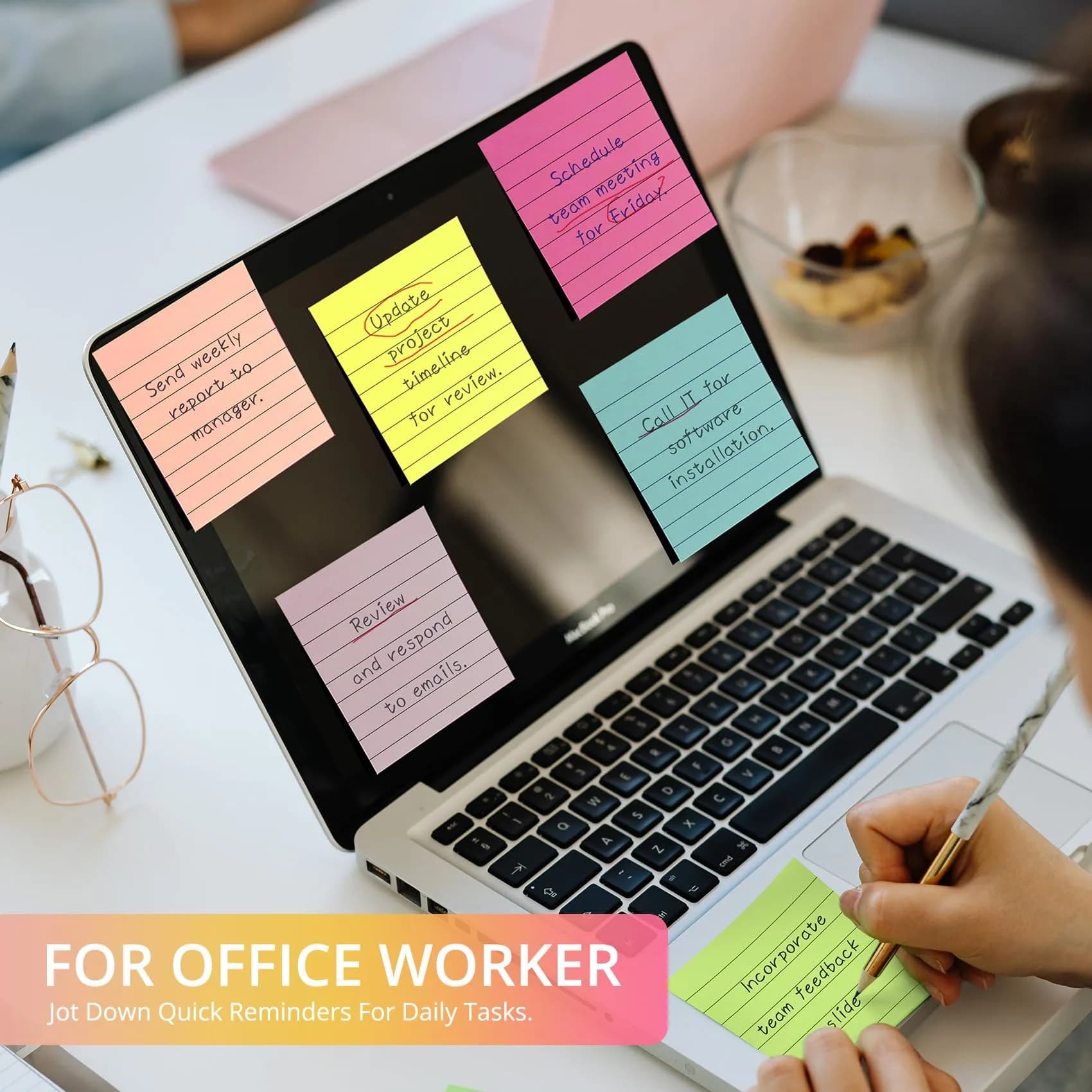 Taja Lined Sticky Notes 72 Pads, 7.6 cm x 7.6 cm (3x3 Inches) | Bulk Pack for Office & Study - view 4