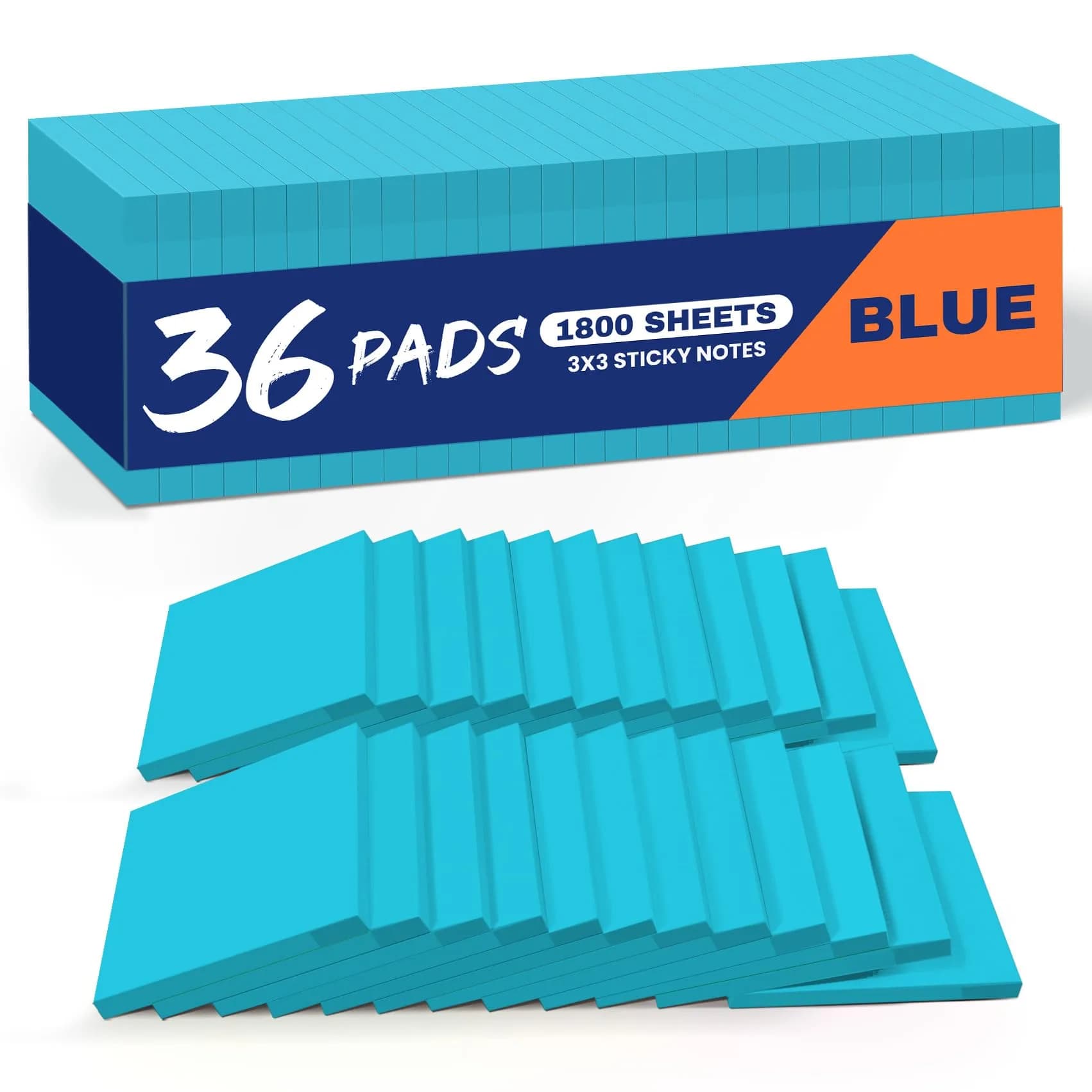Taja Blue Self-Stick Note Pads, 36 Pads (1800 Sheets Total) | Bulk Pack for Office & Study - main product image