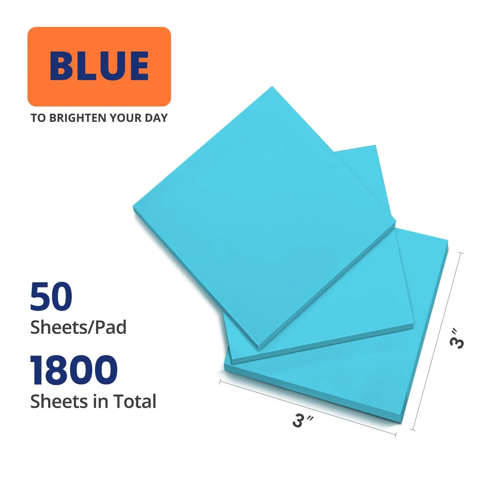 Taja Blue Self-Stick Note Pads, 36 Pads (1800 Sheets Total) | Bulk Pack for Office & Study - view 4