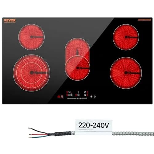 VEVOR 36-inch 5 Burner Electric Cooktop 8600W 220-240V | Built-in Ceramic Glass Radiant Stove Top with Touch Control thumbnail 1