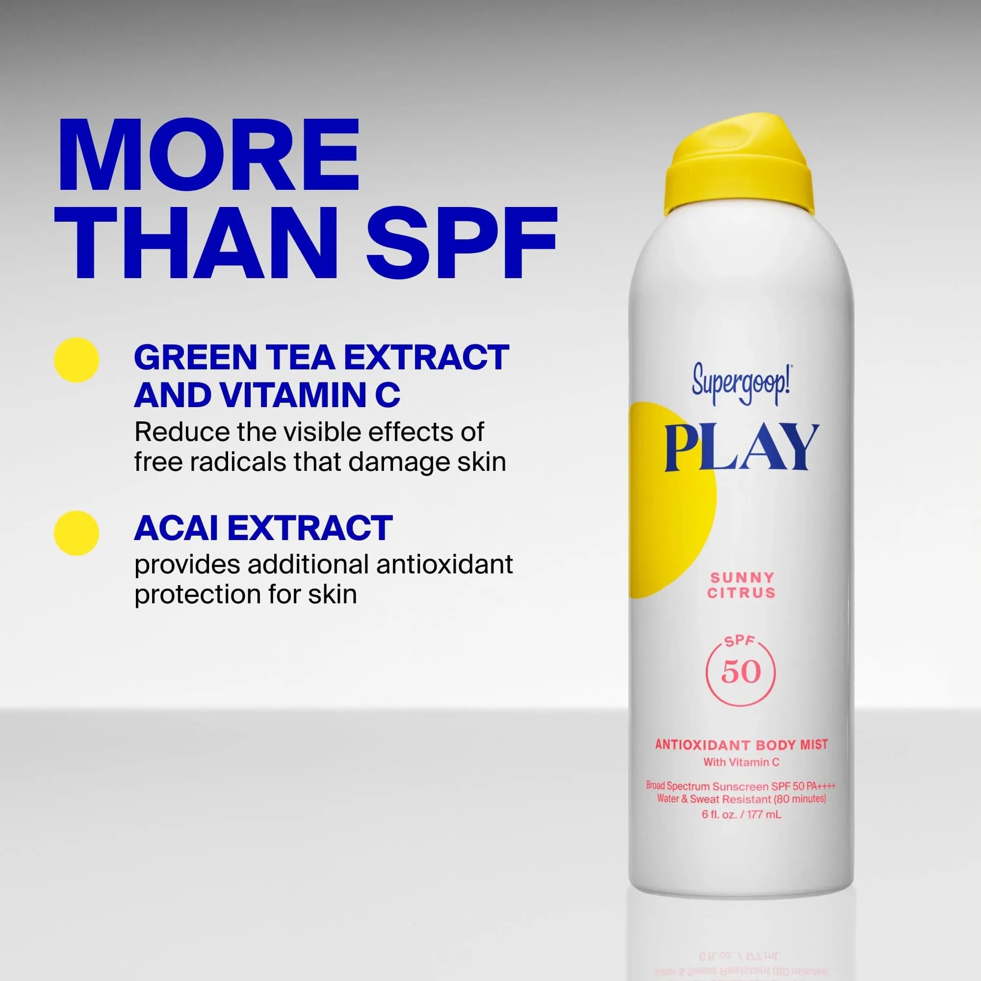 Supergoop! PLAY Antioxidant Body Mist SPF 50 Spray, 6 fl oz (177 ml) | Broad Spectrum Sunscreen for Active Days - view 7