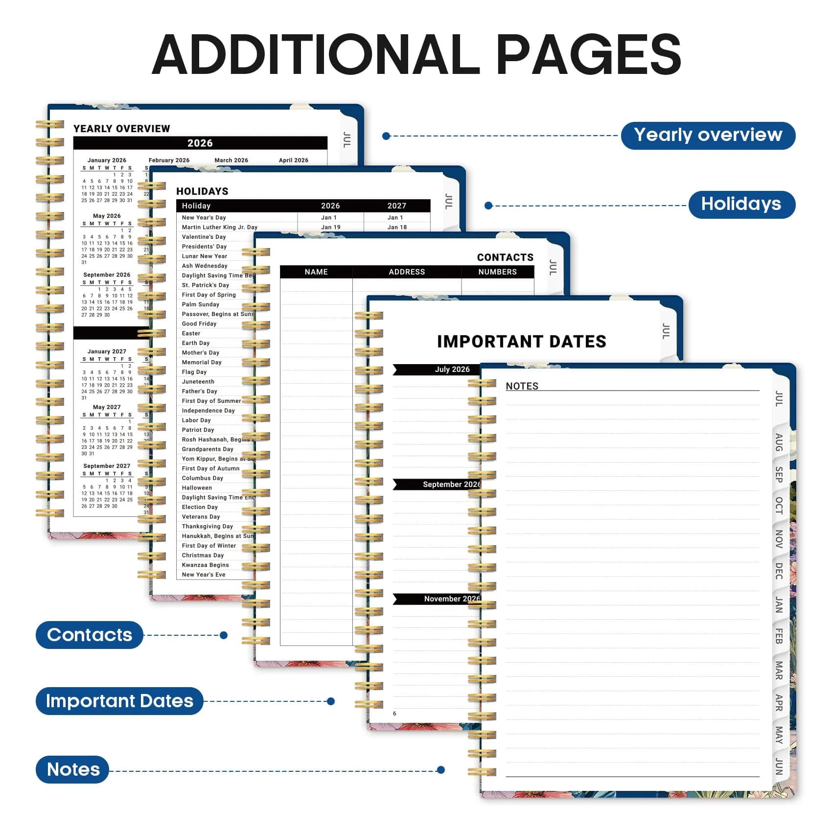 Taja 2026-2027 Academic Planner 6.3" x 8.5" | Monthly & Weekly Jul 2026-Jun 2027 Planner Calendar - view 5