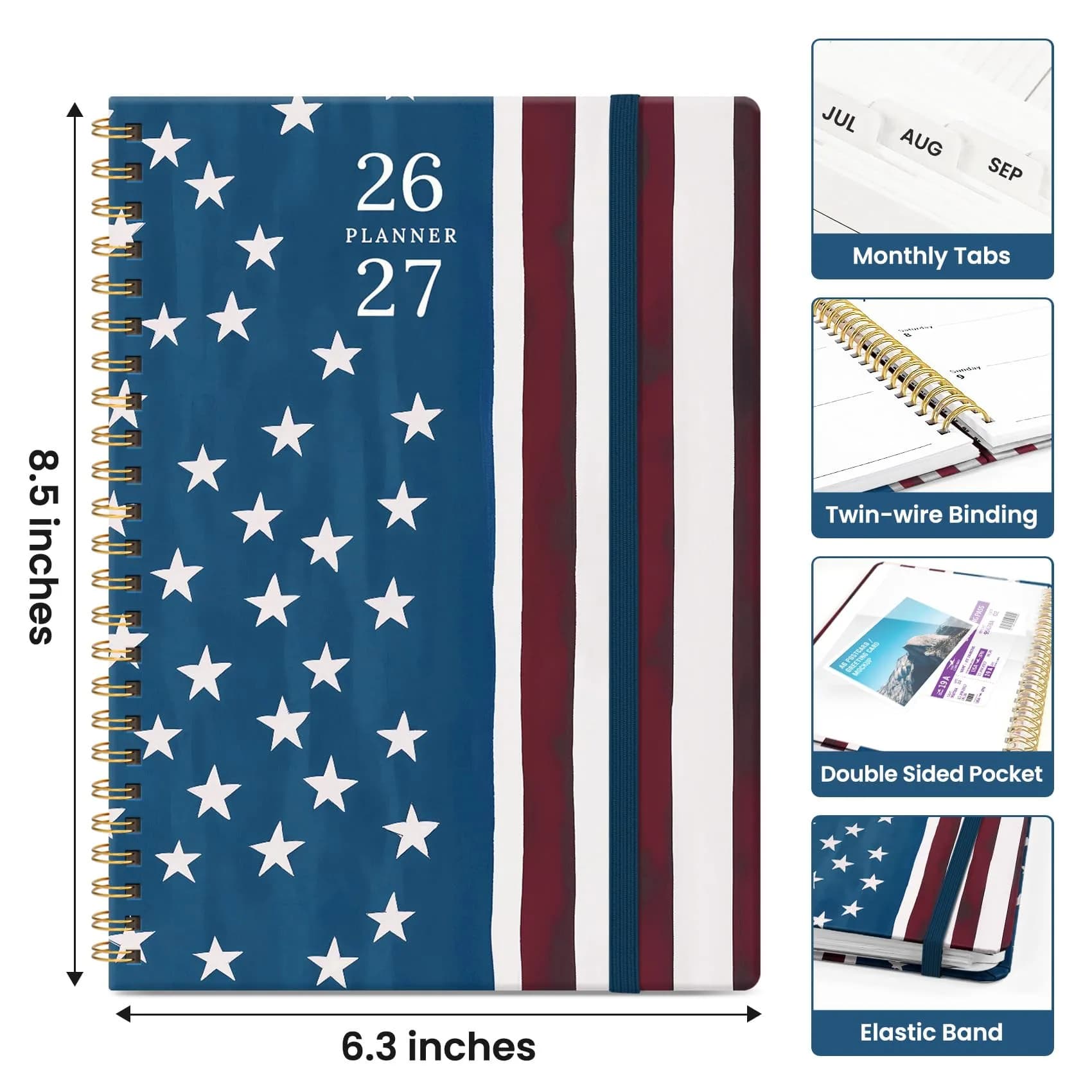 Taja Academic Planner 2026-2027 Monthly & Weekly Jul 2026-Jun 2027 Calendar Planner 21.7cm x 16.4cm (8.5" x 6.3") | Durable Hardcover Organizer with Tabs thumbnail 4
