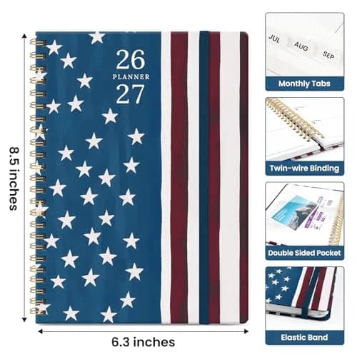 Taja Academic Planner 2026-2027 Monthly & Weekly Jul 2026-Jun 2027 Calendar Planner 21.7cm x 16.4cm (8.5" x 6.3") | Durable Hardcover Organizer with Tabs thumbnail 4