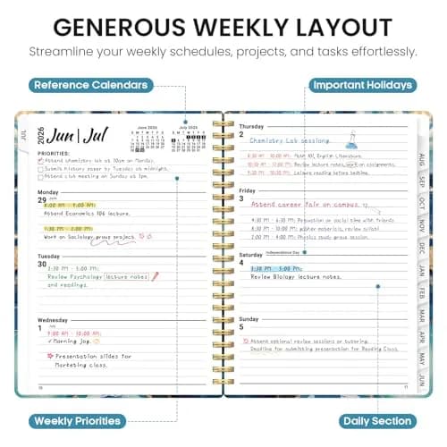 Taja 2026-2027 Academic Planner 6.3"x8.5" (A5) | Monthly & Weekly Jul 2026-Jun 2027 Planner Calendar thumbnail 3