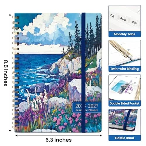 Taja Academic Planner 2026-2027, Monthly & Weekly 156g (5.5oz) | Spiral Bound Hardcover with Tabs & Pocket thumbnail 4
