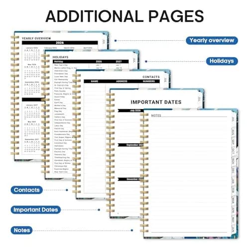 Taja Academic Planner 2026-2027, Monthly & Weekly 156g (5.5oz) | Spiral Bound Hardcover with Tabs & Pocket thumbnail 5