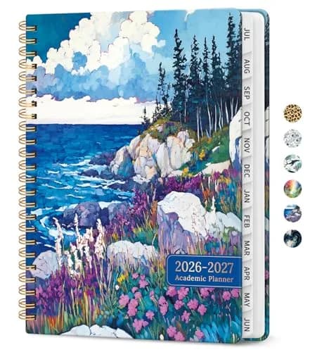 Taja Academic Planner 2026-2027, Monthly & Weekly 156g (5.5oz) | Spiral Bound Hardcover with Tabs & Pocket thumbnail 1