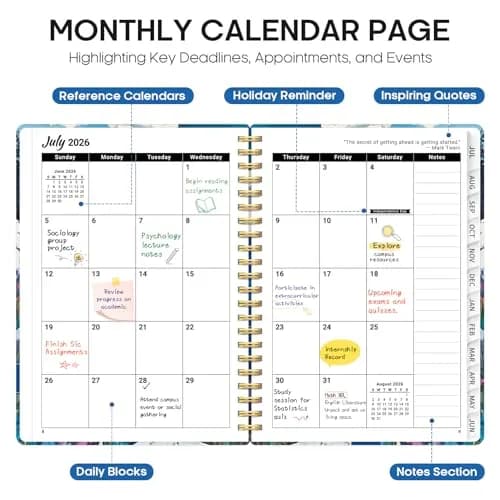Taja Academic Planner 2026-2027, Monthly & Weekly 156g (5.5oz) | Spiral Bound Hardcover with Tabs & Pocket thumbnail 2