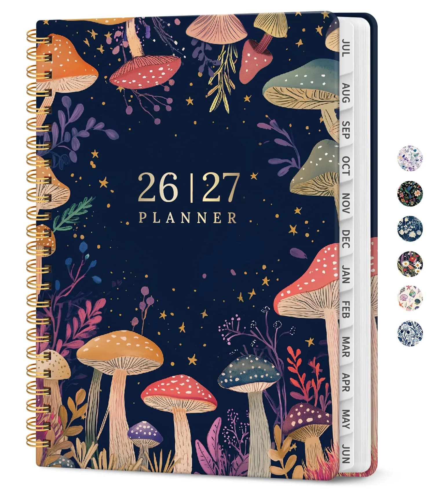 Taja 2026-2027 Academic Planner, Monthly & Weekly Jul 2026-Jun 2027 Calendar Planner, A5 Size (6.3"x8.5") | Smooth Ink Flow Acid-Free Paper — S-Mushroom Party