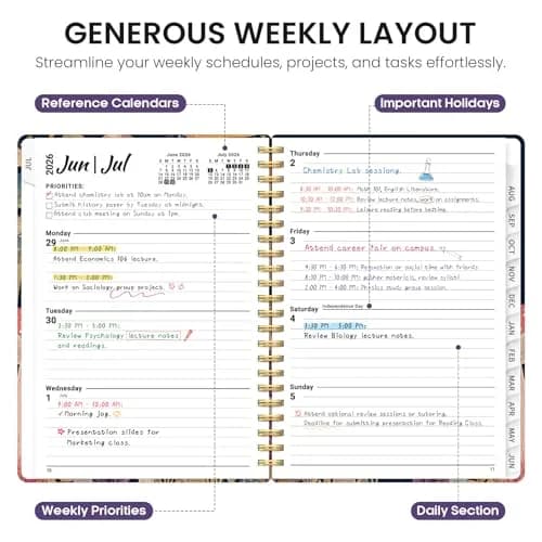Taja 2026-2027 Academic Planner, Monthly & Weekly Jul 2026-Jun 2027 Calendar Planner, A5 Size (6.3"x8.5") | Smooth Ink Flow Acid-Free Paper thumbnail 3