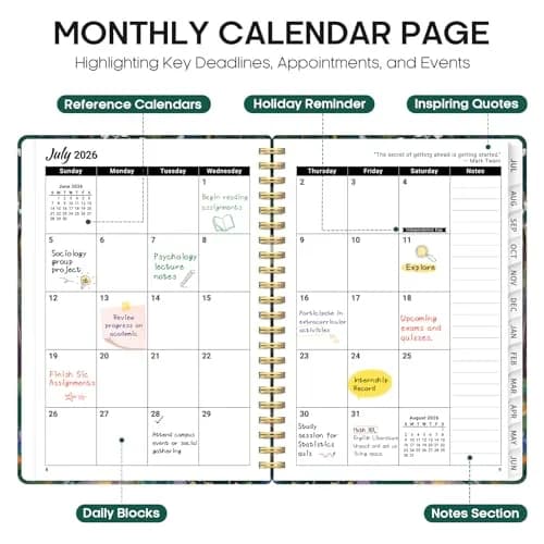 Taja 2026-2027 Academic Planner Monthly & Weekly Jul 2026-Jun 2027 Calendar Planner 21.8 cm (8.5 inches) | Smooth Ink Flow Acid-Free Paper thumbnail 2