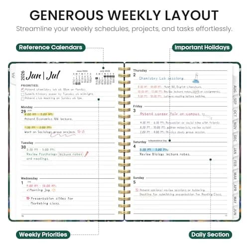 Taja 2026-2027 Academic Planner Monthly & Weekly Jul 2026-Jun 2027 Calendar Planner 21.8 cm (8.5 inches) | Smooth Ink Flow Acid-Free Paper thumbnail 3