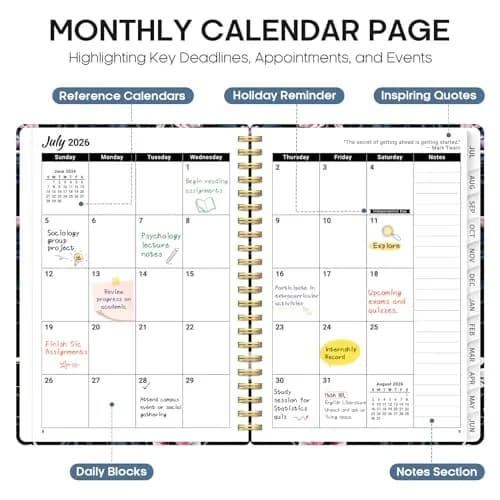 Taja 2026-2027 Academic Planner, Monthly & Weekly Jul 2026-Jun 2027 Calendar Planner, 146 Pages (A5 Size, 6.3"x8.5") | Imported Stationery for Students & Professionals thumbnail 2