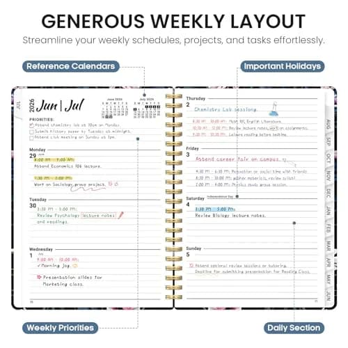 Taja 2026-2027 Academic Planner, Monthly & Weekly Jul 2026-Jun 2027 Calendar Planner, 146 Pages (A5 Size, 6.3"x8.5") | Imported Stationery for Students & Professionals thumbnail 3