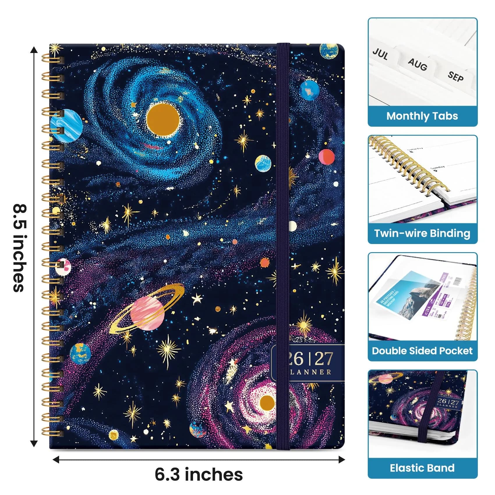 Taja 2026-2027 Academic Planner 6.3"x8.5" (A5) | Monthly & Weekly Jul 2026-Jun 2027 Planner Calendar - view 4