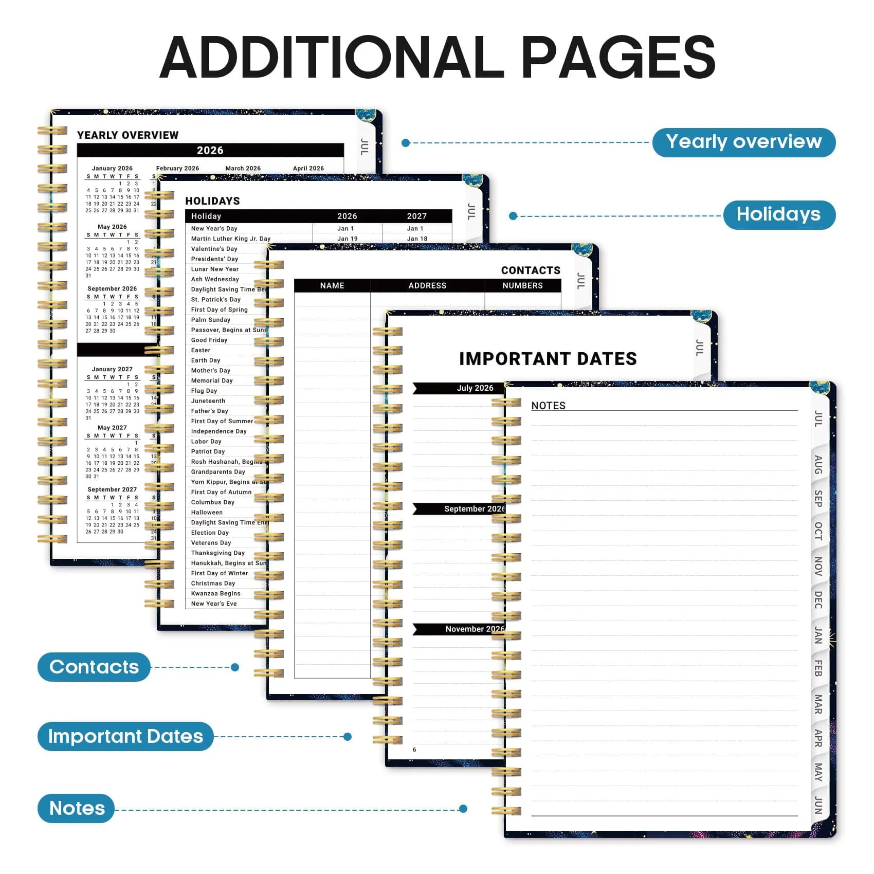 Taja 2026-2027 Academic Planner 6.3"x8.5" (A5) | Monthly & Weekly Jul 2026-Jun 2027 Planner Calendar - view 5