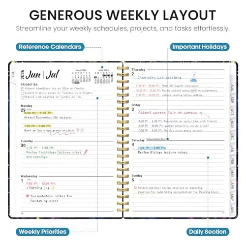 Taja 2026-2027 Academic Planner 6.3"x8.5" (A5) | Monthly & Weekly Jul 2026-Jun 2027 Planner Calendar thumbnail 3