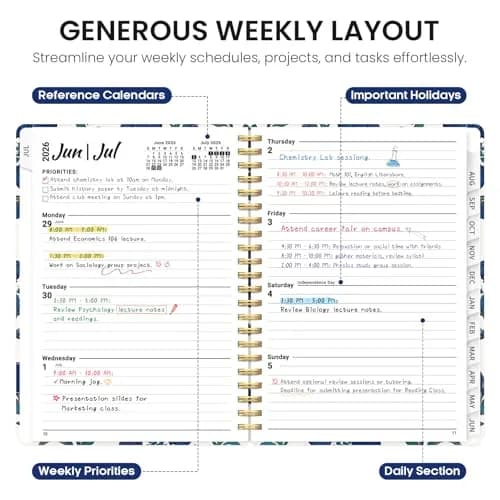 Taja Academic Planner 2026-2027, Jul 2026-Jun 2027 Monthly & Weekly Planner, 16 cm x 22 cm (6.3"x8.5") | Acid-Free Paper thumbnail 3