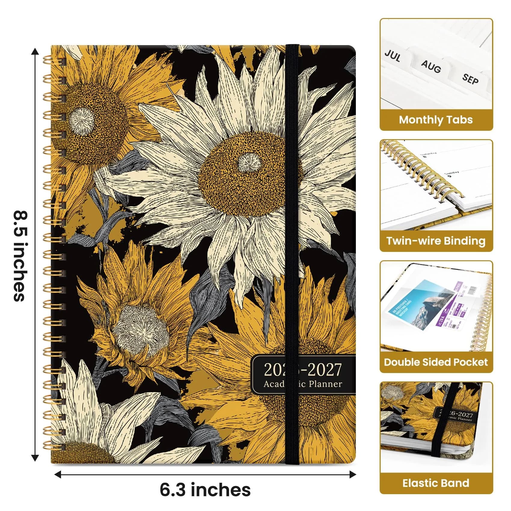 Taja 2026-2027 Academic Planner 6.3"x8.5" (16cm x 21.6cm) | Monthly & Weekly Spiral Bound Hardcover - view 4