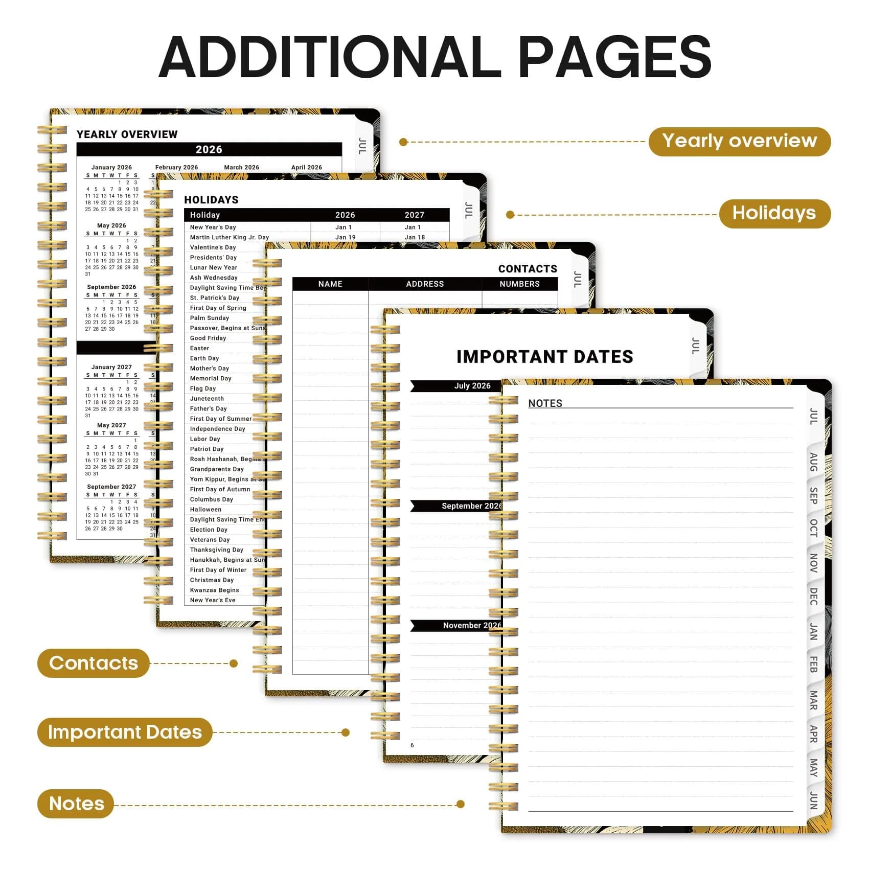 Taja 2026-2027 Academic Planner 6.3"x8.5" (16cm x 21.6cm) | Monthly & Weekly Spiral Bound Hardcover - view 5