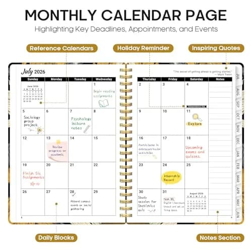 Taja 2026-2027 Academic Planner 6.3"x8.5" (16cm x 21.6cm) | Monthly & Weekly Spiral Bound Hardcover thumbnail 2