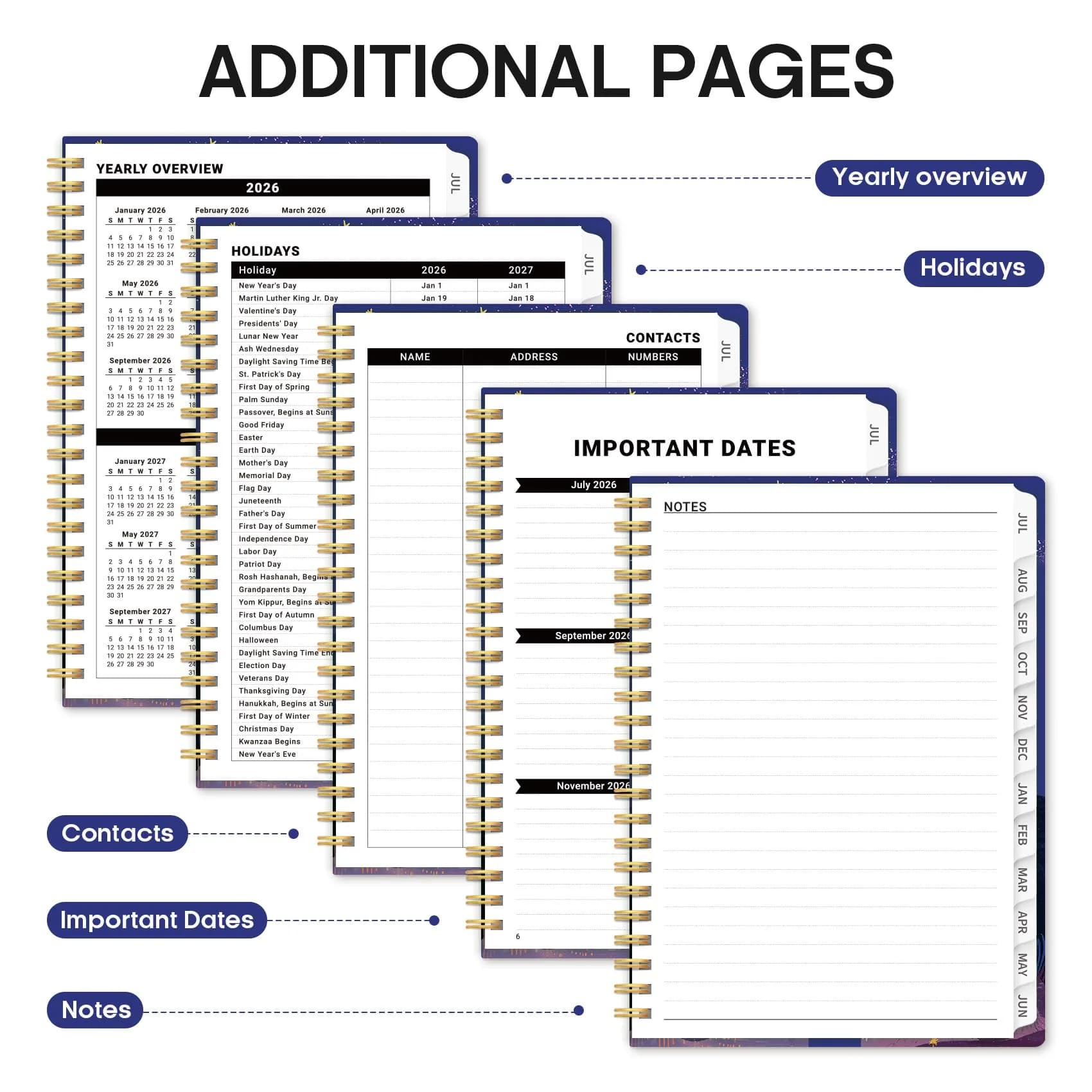 Taja Academic Planner 2026-2027, Jul 2026-Jun 2027 Monthly & Weekly Planner 16.0 cm x 21.6 cm (6.3"x8.5") | Acid-Free Paper thumbnail 5
