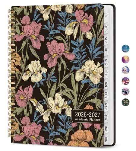 Taja Academic Planner 2026-2027, Jul 2026-Jun 2027 Monthly & Weekly Planner 16.3cm x 21.8cm (6.3"x8.5") | Acid-Free Paper for Smooth Writing — L-Vintage Iris