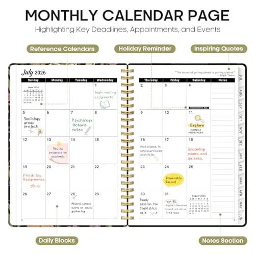 Taja Academic Planner 2026-2027, Jul 2026-Jun 2027 Monthly & Weekly Planner 16.3cm x 21.8cm (6.3"x8.5") | Acid-Free Paper for Smooth Writing thumbnail 2