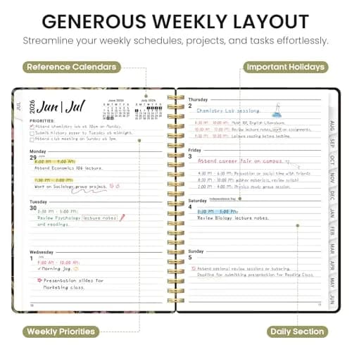 Taja Academic Planner 2026-2027, Jul 2026-Jun 2027 Monthly & Weekly Planner 16.3cm x 21.8cm (6.3"x8.5") | Acid-Free Paper for Smooth Writing thumbnail 3